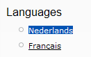 capture d'écran menu de langues avec focus amélioré