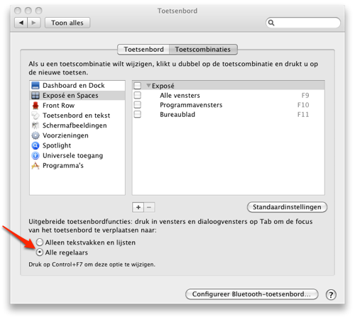 screenshot systeemvoorkeuren met optie alle regelaars aangevinkt