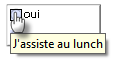 bouton radio 'oui' avec tooltip 'Je participe au lunch'
