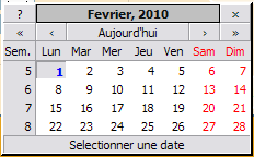 Exemple de calendrier pour sélection de date'