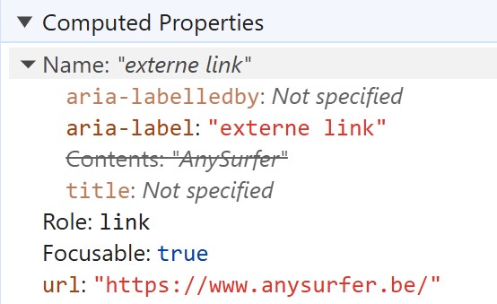Info in accessibility tree voor deze link